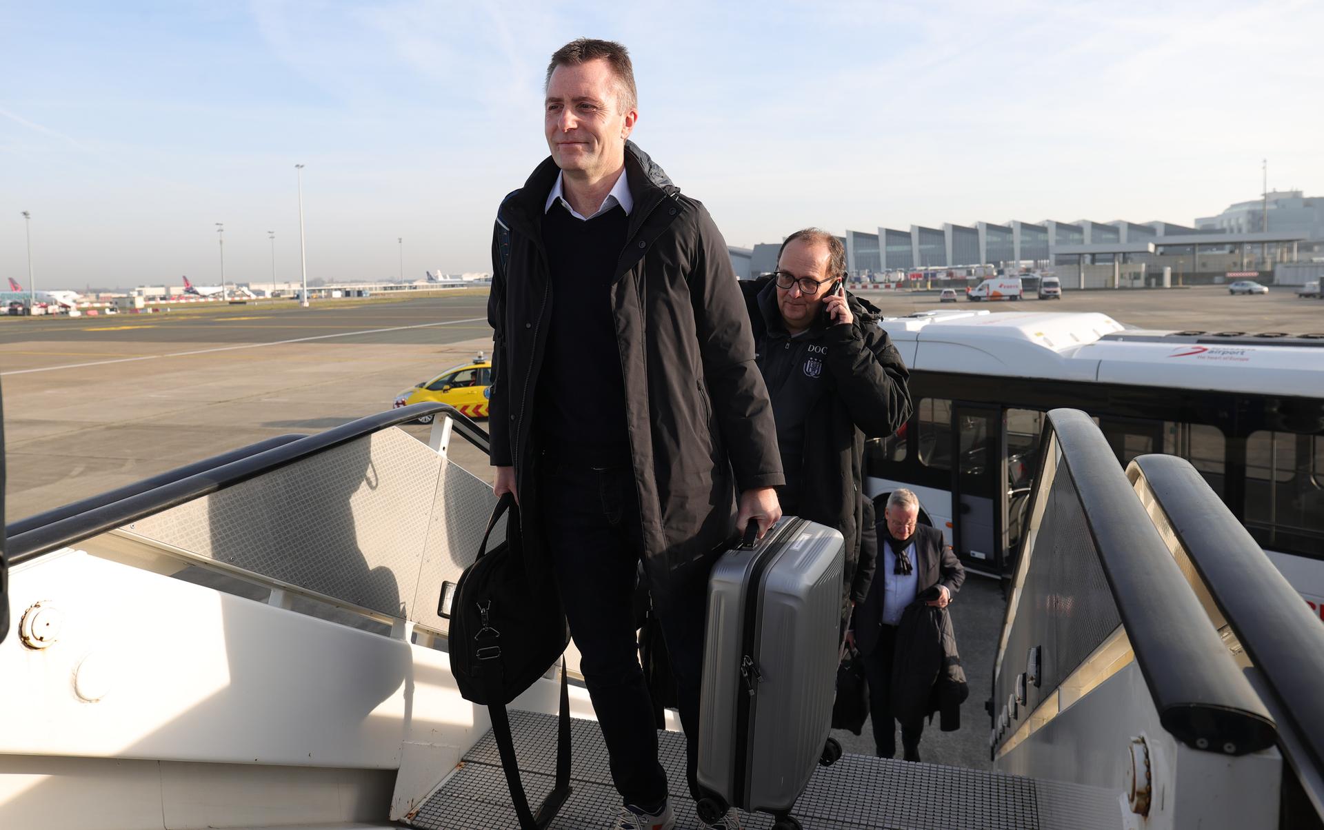 Anderlecht's COO/CCO Kenneth Bornauw pictured during the departure of Belgian soccer team RSC Anderlecht, traveling from Brussels Airport in Zaventem to Varna, Bulgaria on Wednesday 15 February 2023. Anderlecht is preparing tomorrow's game against Bulgarian PFC Ludogorets Razgrad in the first leg of the round of 16 of the UEFA Europa Conference League competition. BELGA PHOTO VIRGINIE LEFOUR