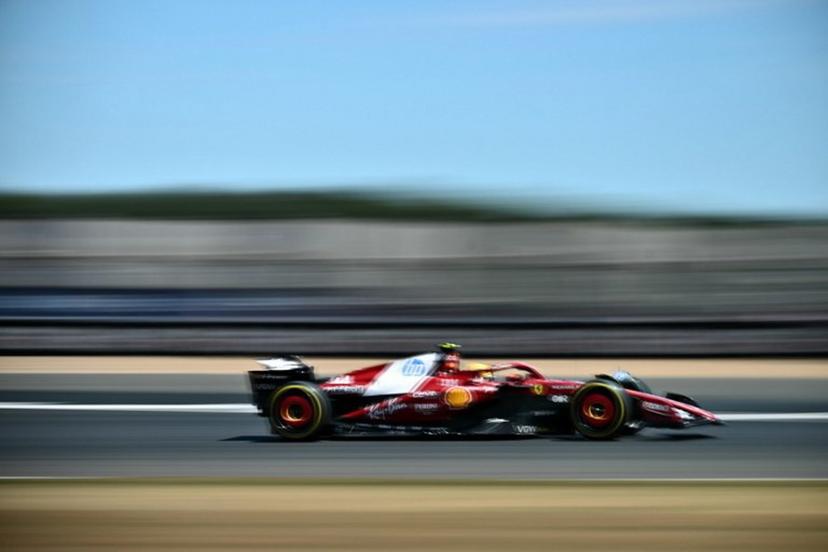 Ferrari's British driver Lewis Hamilton takes part in the first practice session ahead of the Formula One British Grand Prix at the Silverstone motor racing circuit in Silverstone, central England, on July 4, 2025.  Ben STANSALL / AFP