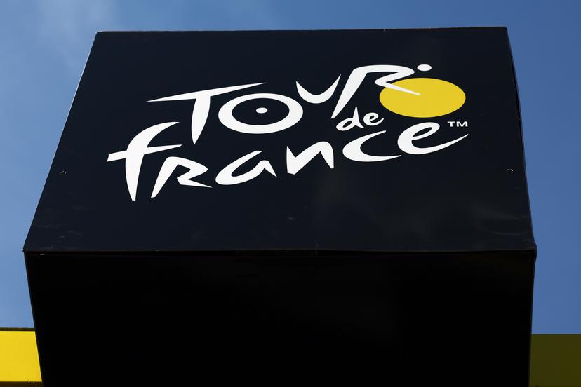 A logo pictured at stage 2 of the 2024 Tour de France cycling race, from Cesenatico, Italy to Bologna, Italy (198,7km) on Sunday 30 June 2024. The 111th edition of the Tour de France starts on Saturday 29 June and will finish in Nice, France on 21 July.  BELGA PHOTO DAVID PINTENS
