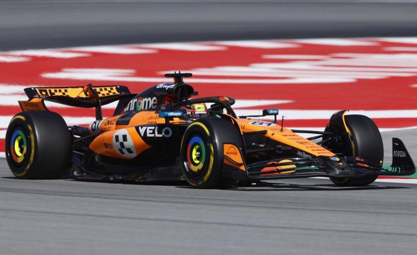 McLaren's Australian driver Oscar Piastri drives during the second free practice of the Spanish Formula One Grand Prix at the Circuit de Catalunya in Montmelo, on the outskirts of Barcelona, on May 30, 2025.     Pierre-Philippe MARCOU / AFP