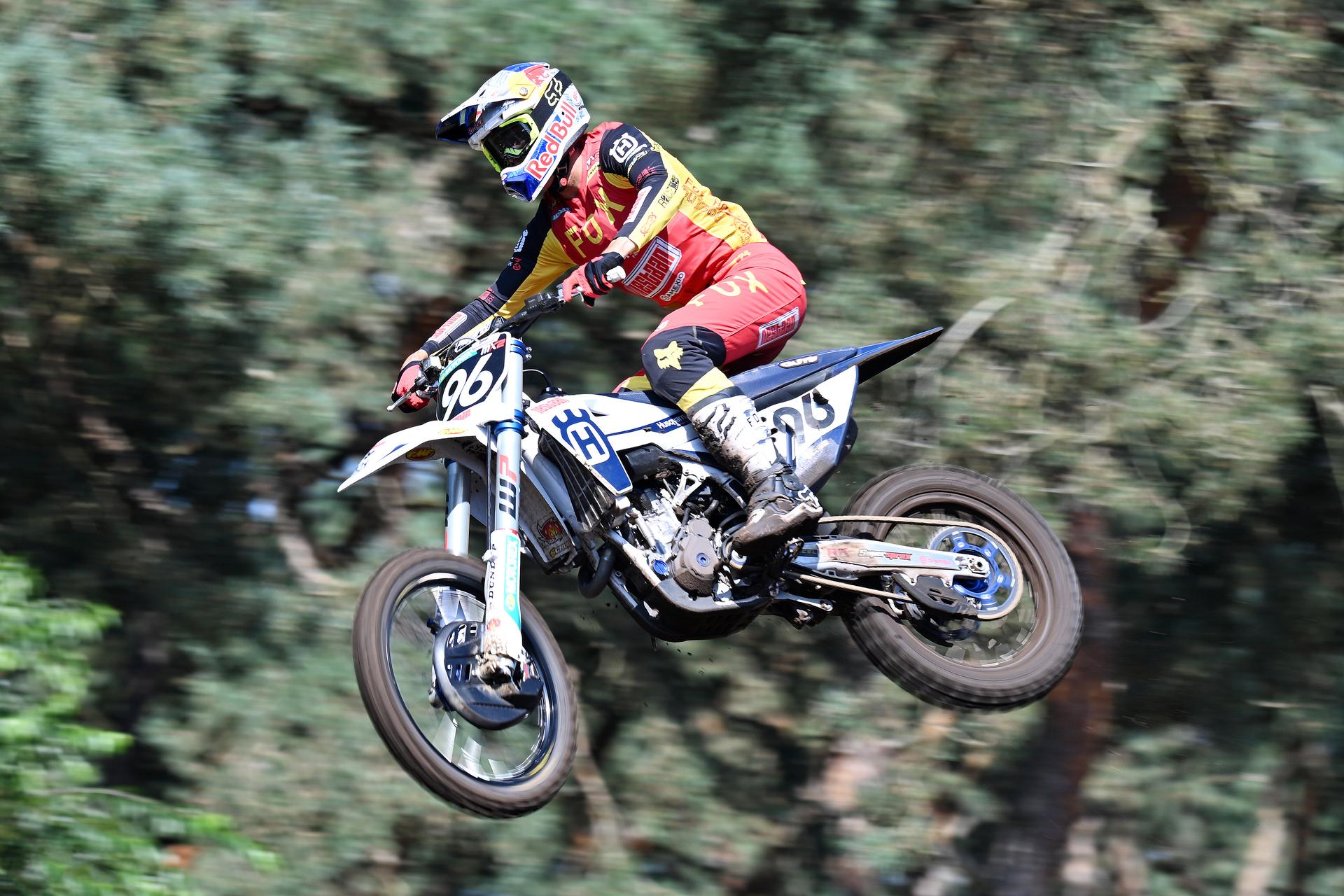 Belgian Lucas Coenen pictured in action during the sixth stage (6 of 10) of the the Belgian Championships motocross, at Keiheuvel, in Balen, Thursday 15 August 2024. BELGA PHOTO MAARTEN STRAETEMANS