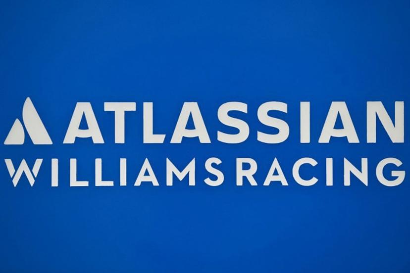 Williams' team logo is pictured on the first day of the Formula One pre-season testing at the Bahrain International Circuit in Sakhir on February 26, 2025.  Giuseppe CACACE / AFP