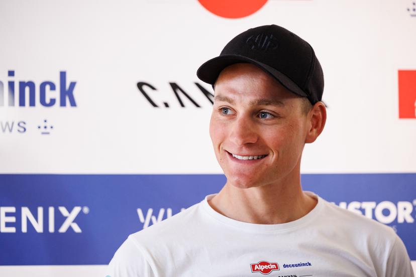 Dutch Mathieu van der Poel of Alpecin-Deceuninck pictured during a press conference of the Alpecin-Deceuninck cycling team, Friday 05 April 2024 in Hooglede, to discuss Sunday's Paris-Roubaix race. BELGA PHOTO KURT DESPLENTER