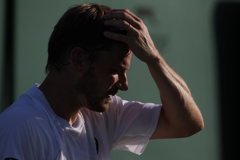 Belgian David Goffin pictured in action at a tennis game against UK's Hijikata, in the first round of the men's singles at the 2025 Wimbledon grand slam tournament, Tuesday 01 July 2025 at the All England Tennis Club, in South-West London, Britain. BELGA PHOTO BENOIT DOPPAGNE