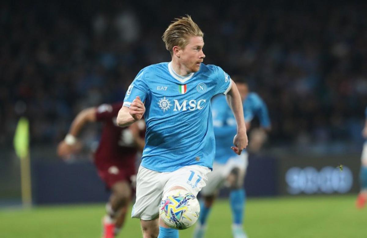 Napoli's Belgian midfielder #11 Kevin De Bruyne controls the ball during the Italian Serie A football between match SSC Napoli and Torino FC at the Diego Armando Maradona Stadium in Napoli, on March 6, 2026.  CARLO HERMANN / AFP