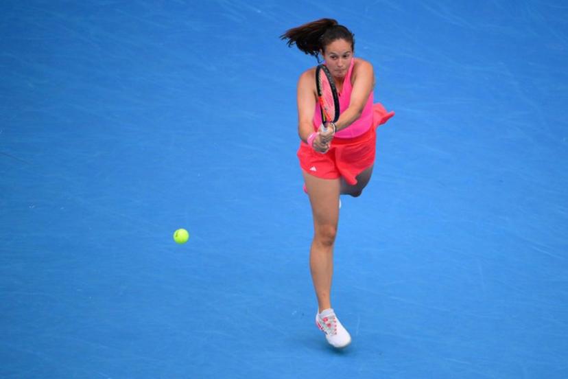 Russia's Daria Kasatkina hits a return against USA's Emma Navarro during their women's singles match on day nine of the Australian Open tennis tournament in Melbourne on January 20, 2025.  Yuichi YAMAZAKI / AFP