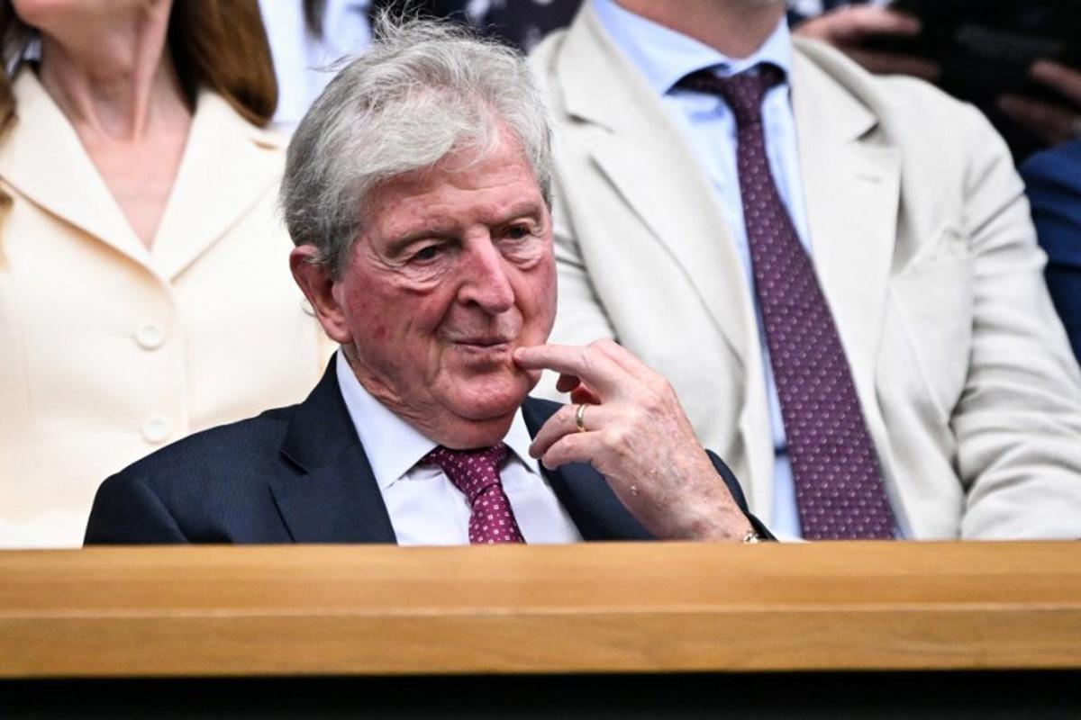 English football coach Roy Hodgson sits in the Royal Box in Centre Court on the third day of the 2025 Wimbledon Championships at The All England Lawn Tennis and Croquet Club in Wimbledon, southwest London, on July 2, 2025.  Kirill KUDRYAVTSEV / AFP