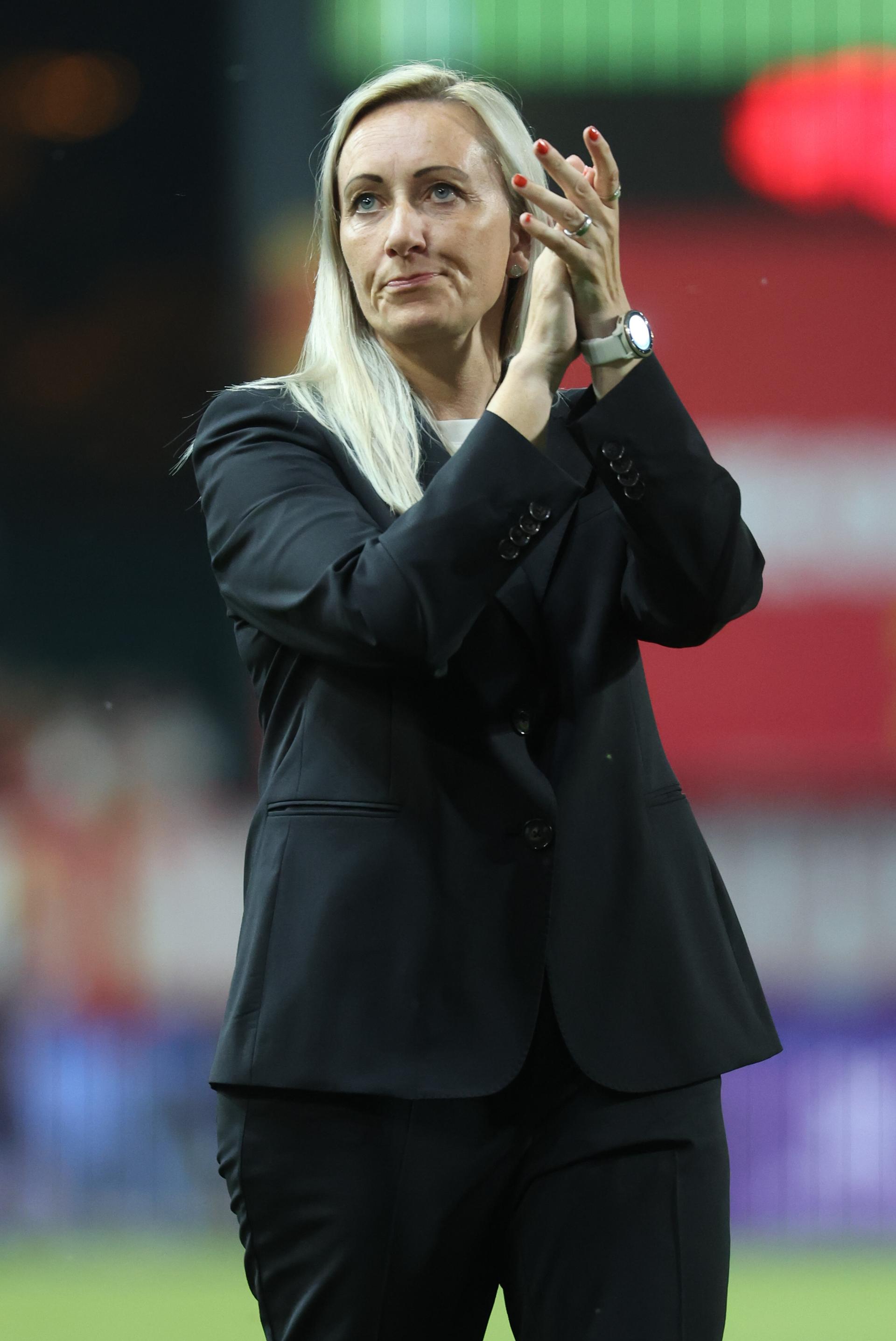 Belgium's head coach Elisabet Gunnarsdottir pictured after a soccer game between the national teams of Belgium (Red Flames) and Spain, on the fifth matchday in group A3 of the 2024-25 Women's Nations League competition, on Friday 30 May 2025 in Heverlee, Leuven. BELGA PHOTO VIRGINIE LEFOUR