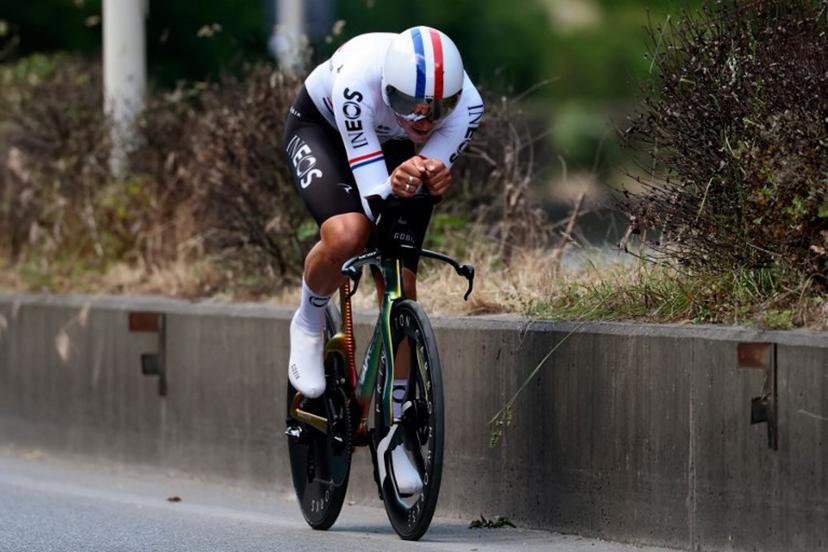 Ineos Grenadiers' British rider Joshua Tarling competes during the second stage of the 108th Giro d'Italia cycling race, a 13.7km individual time-trial from Tirana to Tirana in Albania, on May 10, 2025.  Luca Bettini / AFP