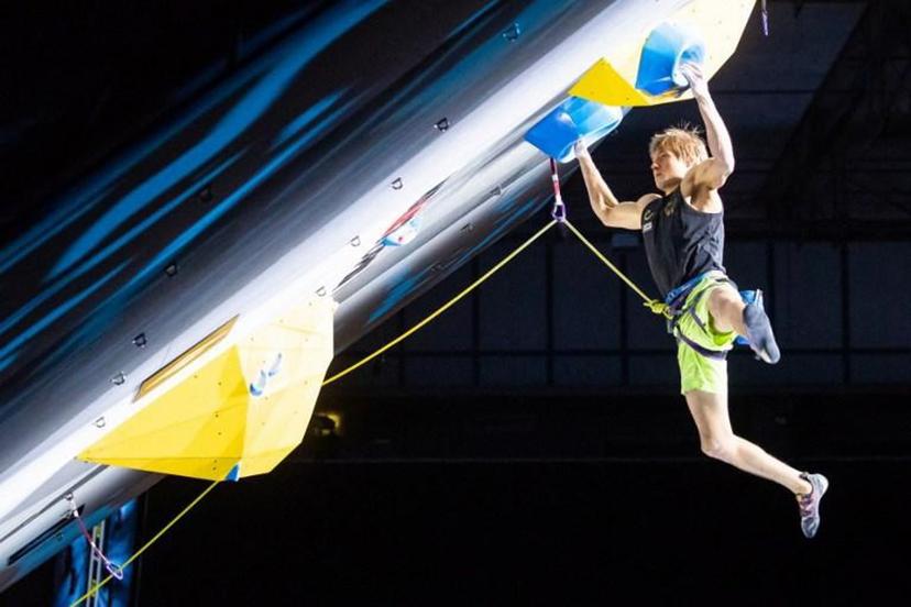 Alexander Megos of Germany competes during the Semi-Finals of the Men Lead competition at the IFSC Climbing World Championships in Innsbruck, Austria, on September 9, 2018.  Johann GRODER / EXPA / APA / AFP Austria OUT

