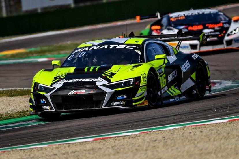 Nine-time MotoGP world champion, Valentino Rossi steers an Audi R8 Lms during a practice session as part of the Fanatec GT World Challenge Europe 2022 on April 02, 2022 at the Imola race track, Italy. Rossi has signed with Belgian team Wrt and will race an Audi R8 Lms, bearing the unmistakable number 46 in the Fanatec Challenge Europe championship. Andrea SCIARRA / AFP