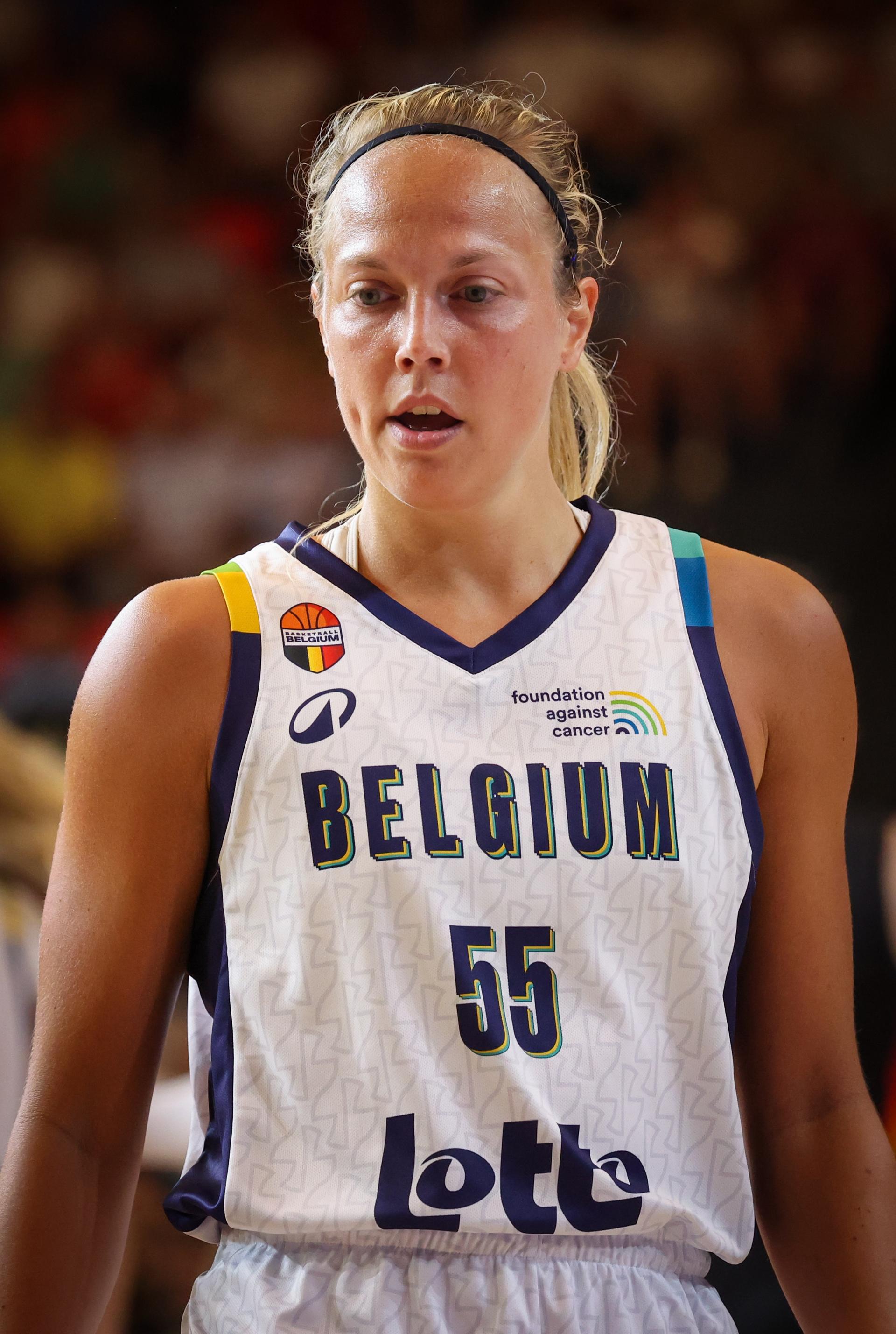 Belgium's Julie Allemand pictured in action during a friendly basket game between Belgium's national team Belgian Cats and Germany, in Oostende, on Saturday 14 June 2025. BELGA PHOTO VIRGINIE LEFOUR