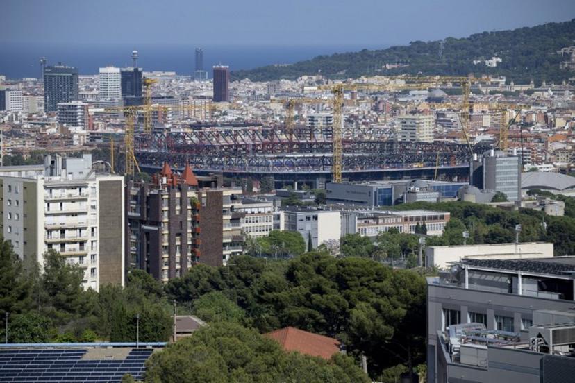 A general view shows the construction site of the Camp Nou Stadium in Barcelona on May 23, 2025.   Josep LAGO / AFP
