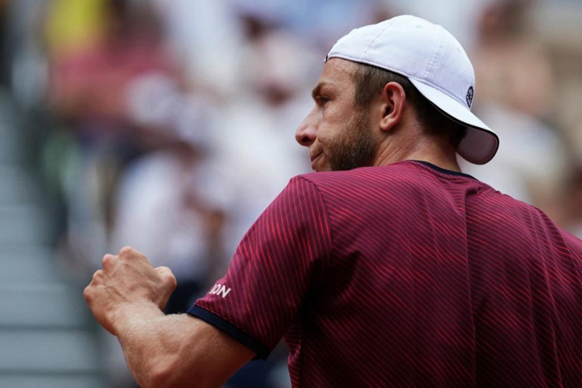 Netherlands' Tallon Griekspoor reacts to a point against Germany's Alexander Zverev during their men's singles match on day 9 of the French Open tennis tournament on Court Suzanne-Lenglen at the Roland-Garros Complex in Paris on June 2, 2025.  Dimitar DILKOFF / AFP