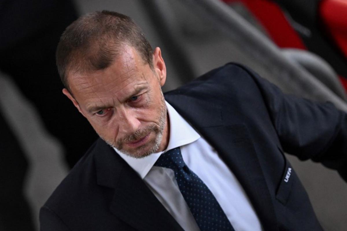 UEFA President Aleksander Ceferin is pictured prior to the UEFA Champions League final football match between Paris Saint-Germain (PSG) and Inter Milan in Munich, southern Germany on May 31, 2025.   Kirill KUDRYAVTSEV / AFP