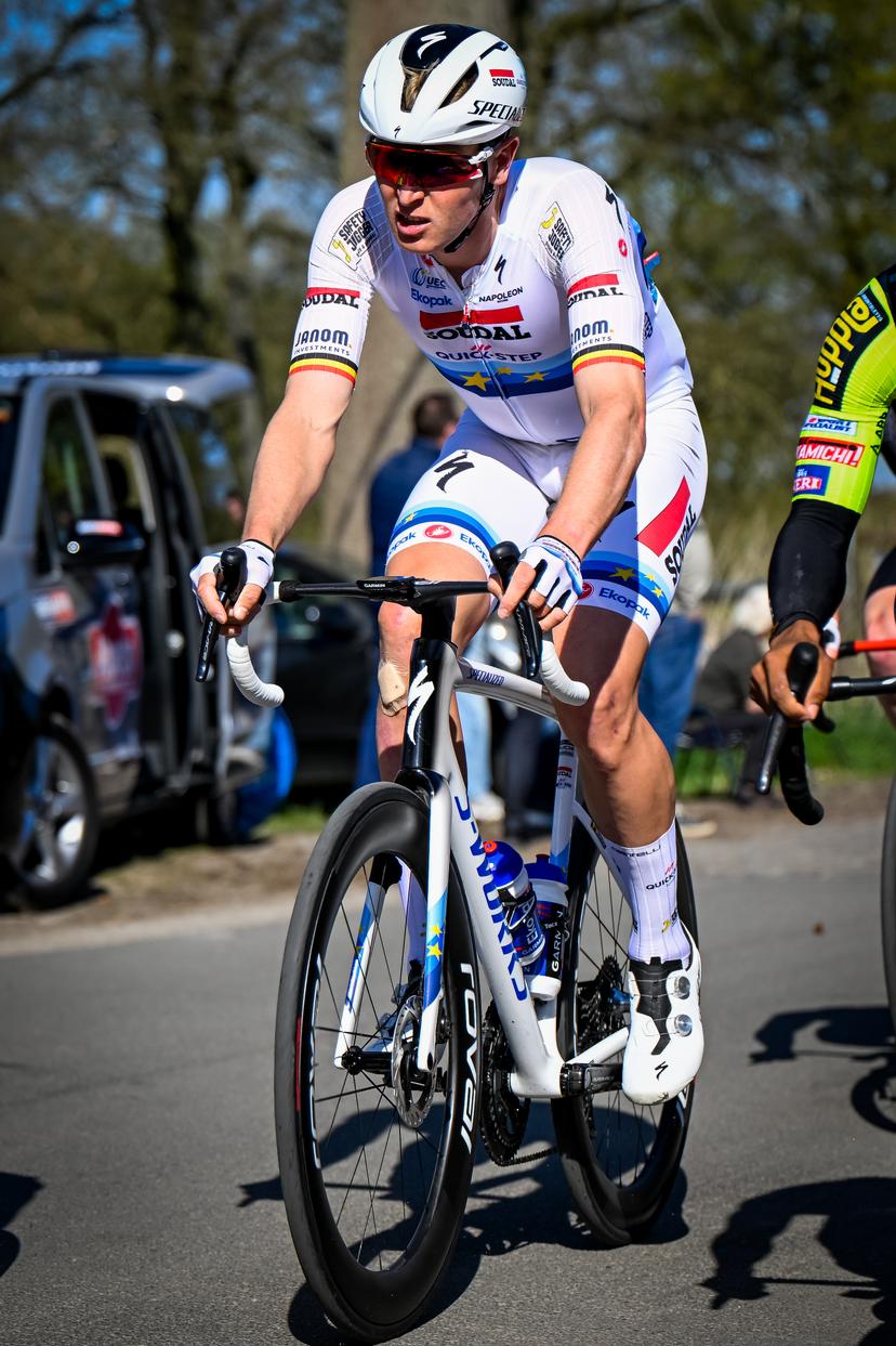Belgian Tim Merlier of Soudal Quick-Step pictured in action during the men's race of the 113th edition of the 'Scheldeprijs' one day cycling event, 202,8 km from Terneuzen, the Netherlands to Schoten, Belgium on Wednesday 09 April 2025. BELGA PHOTO TOM GOYVAERTS