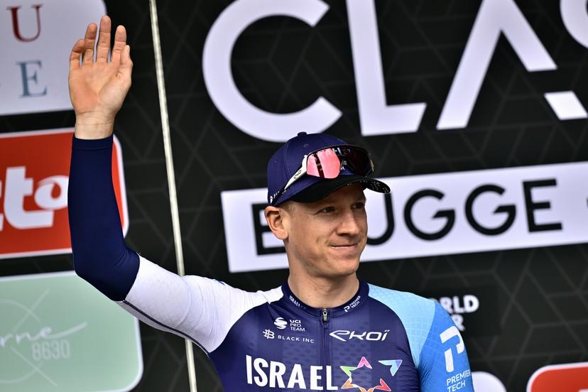 German Pascal Ackermann of Israel-Premier Tech pictured at the team presentation of the 'Classic Brugge-De Panne' men's elite one-day cycling race, 198,9 km from Brugge to De Panne, Wednesday 20 March 2024. BELGA PHOTO DIRK WAEM
