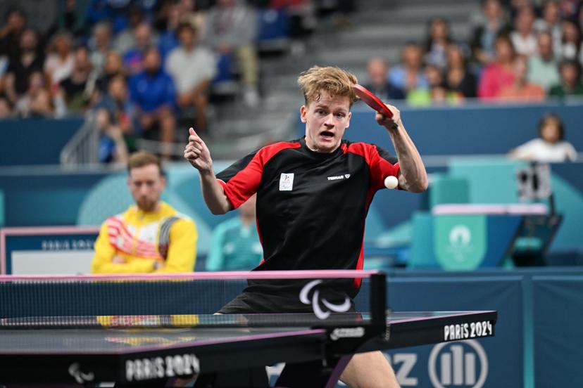 Laurens Devos of Team Belgium competes during the Para Table Tennis Men's Singles- MS9 final match on day ten of the Paris 2024 Summer Paralympic Games at South Paris Arena on September 07, 2024 in Paris, France. Photo by Tomas Stevens/ABACAPRESS.COM BENELUX ONLY
