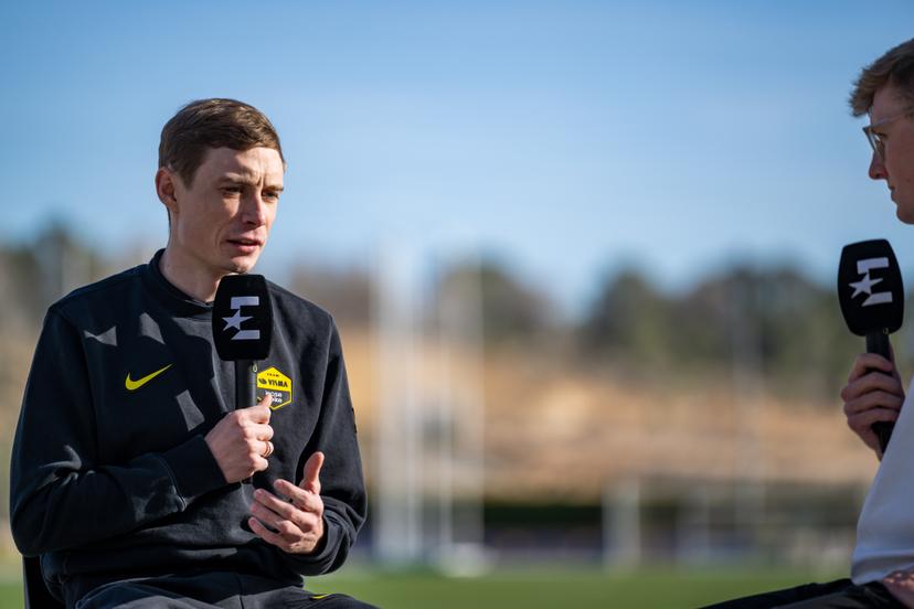 Danish Jonas Vingegaard Hansen pictured during the team presentation of the Team Visma-Lease a Bike cycling team in Alicante, Spain, Tuesday 13 January 2026. BELGA PHOTO DAVID PINTENS
