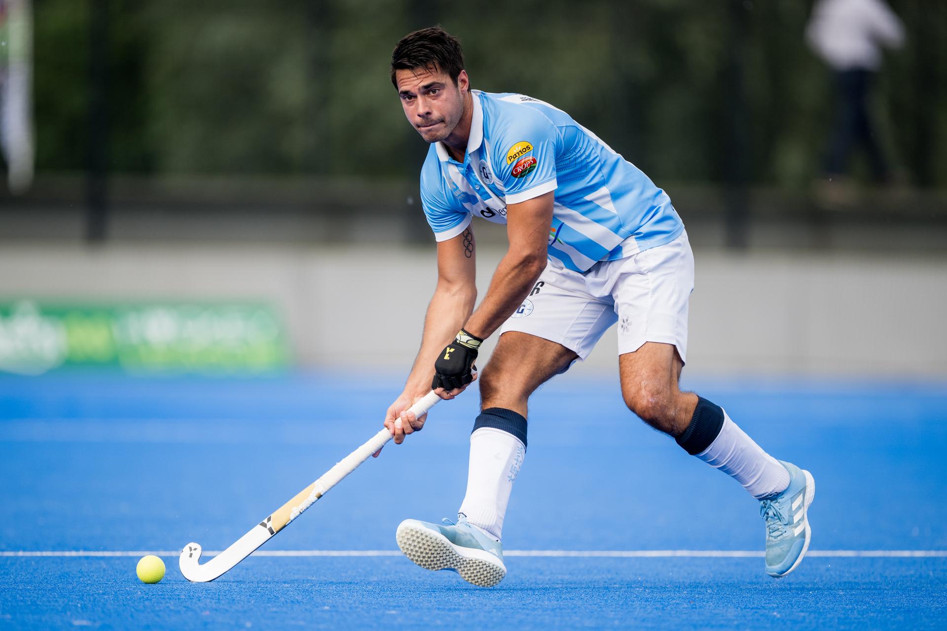 Gantoise's Alexander Hendrickx pictured in action during a hockey game between Royal Oree and Gantoise, Saturday 31 May 2025 in Gent, the finals of the men's Dr. Oetker Cup. Launched in the 2024-2025 season, the new Dr. Oetker Hockey Cup brings together all teams playing in the Belgian League, regardless of their division. BELGA PHOTO JASPER JACOBS