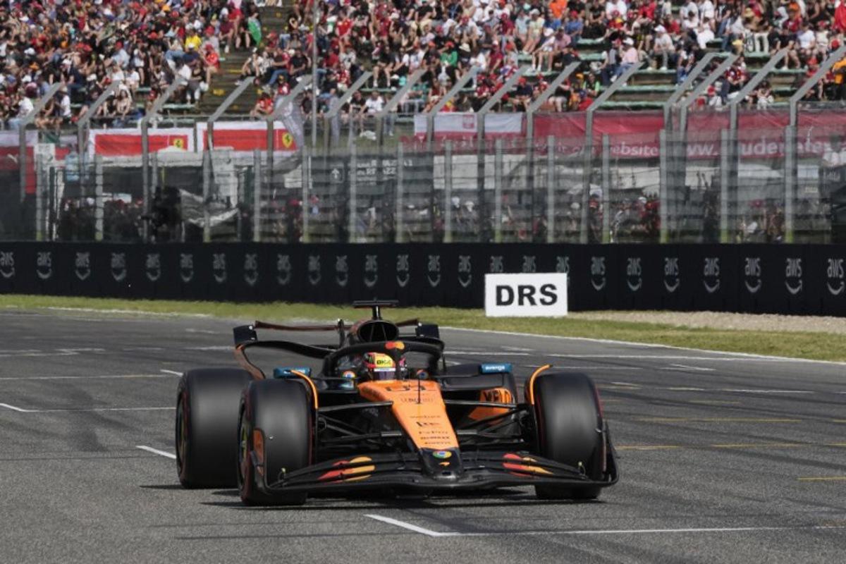 McLaren's Australian driver Oscar Piastri races during a qualifying session for the 2025 Emilia Romagna Formula One Grand Prix at the Imola autodrome in Imola, on May 17, 2025.   Luca Bruno / POOL / AFP