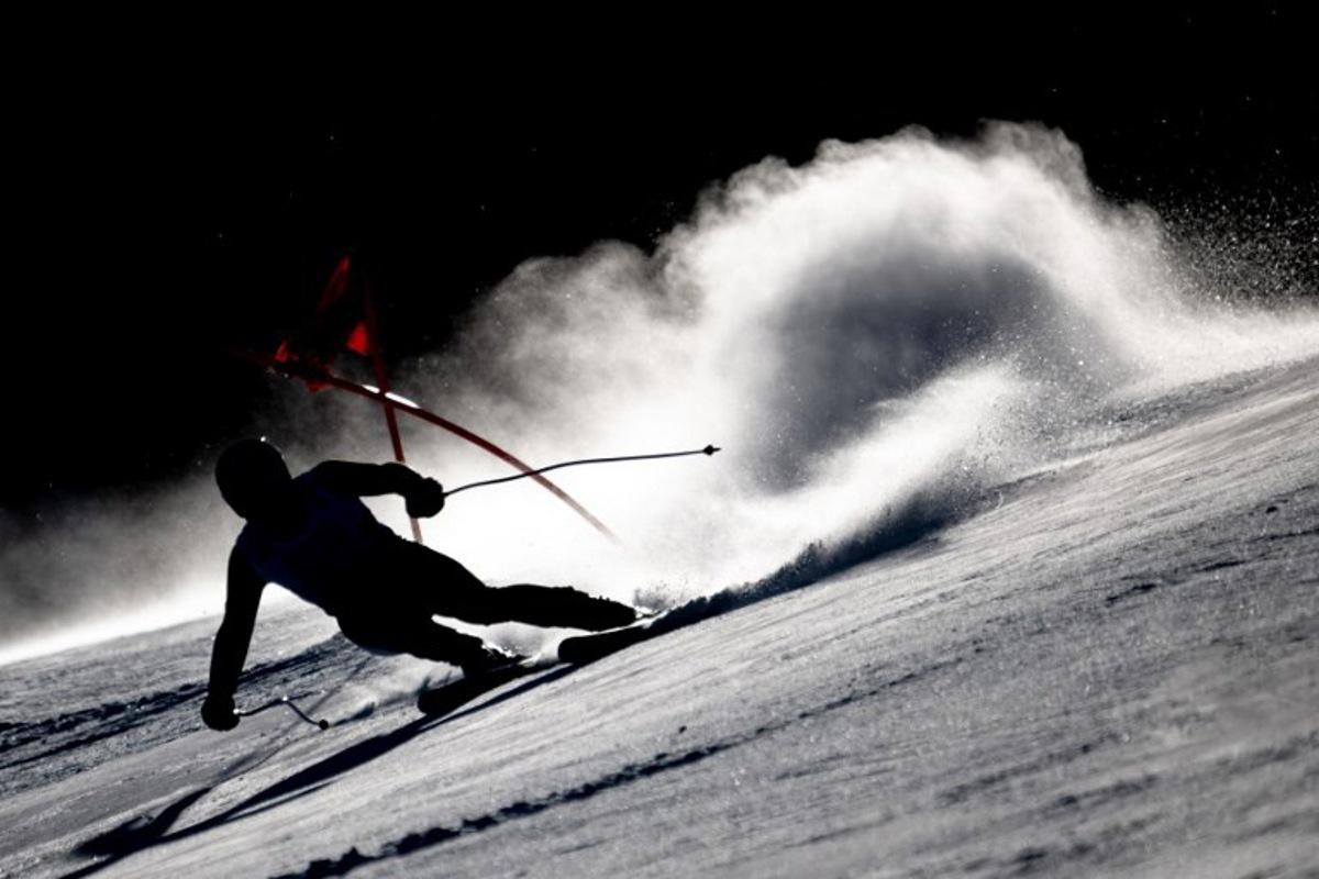 Ukraine's Ivan Kovbasnyuk takes part in the Men's Downhill training session of the FIS Alpine Ski World Championship 2023 in Courchevel, French Alps, on February 10, 2023.  Fabrice COFFRINI / AFP