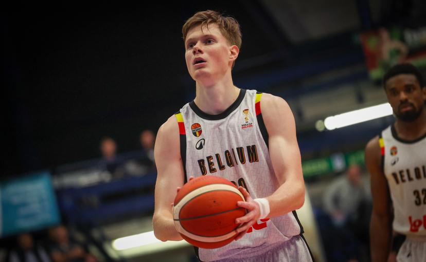 Belgium's Siebe Ledegen pictured during a basketball match between Belgian national team Belgian Lions and Hungary, Monday 01 December 2025 in Mons, qualifier 2/6 for the men's 2027 FIBA World Championships. BELGA PHOTO VIRGINIE LEFOUR