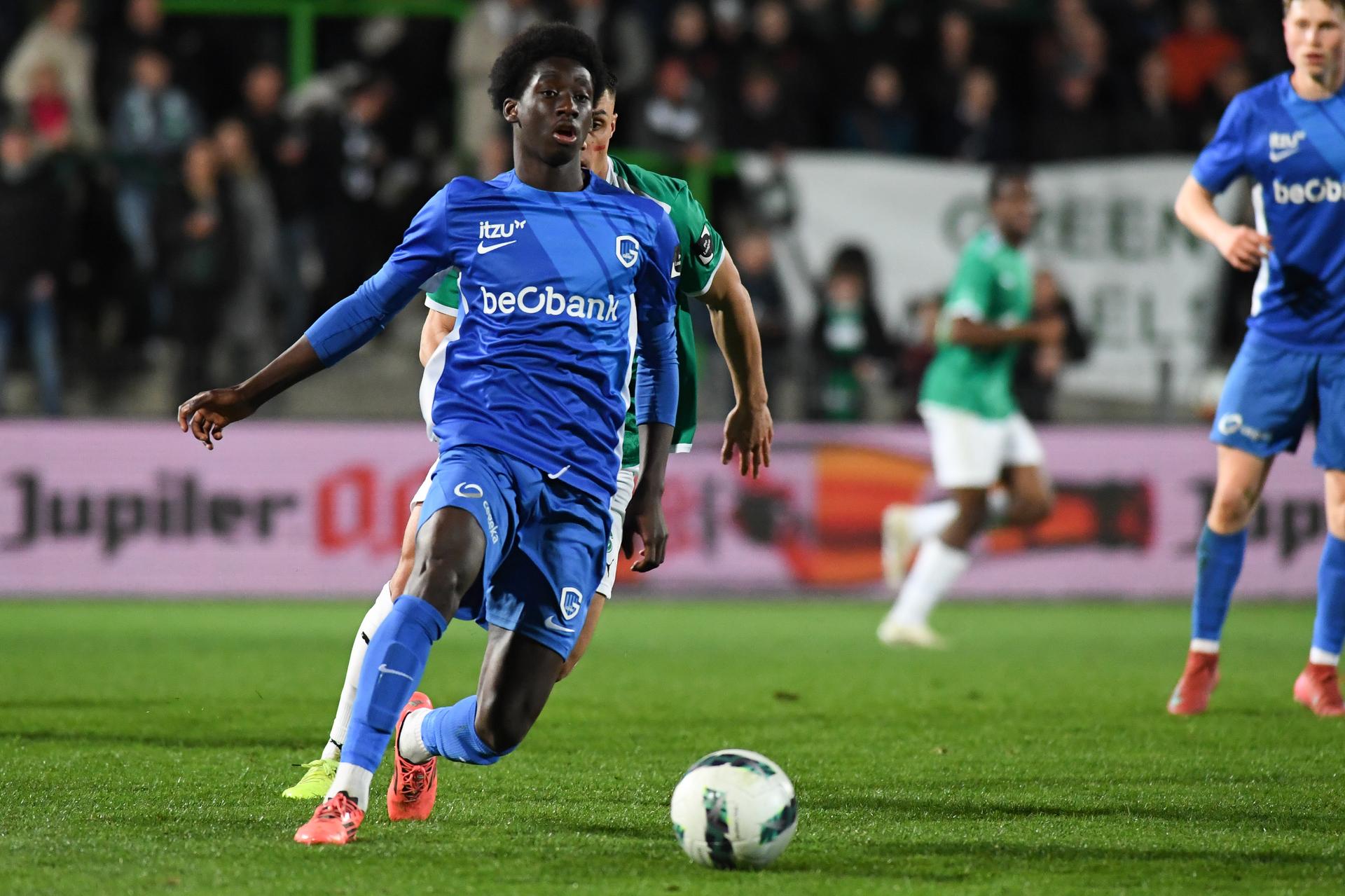 Genk's Ali Camara pictured in action during a soccer match between Lommel SK and Jong Genk, Saturday 05 April 2025 in Lommel, on day 28 of the 2024-2025 'Challenger Pro League' 1B second division of the Belgian championship. BELGA PHOTO JILL DELSAUX