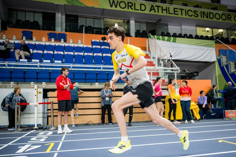Belgian Pieter Sisk pictured in action during a training session in preparation of the World Athletics Indoor Championship in Torun, Poland on Thursday 19 March 2026. The championships take place from 20 to 22 March. BELGA PHOTO JASPER JACOBS