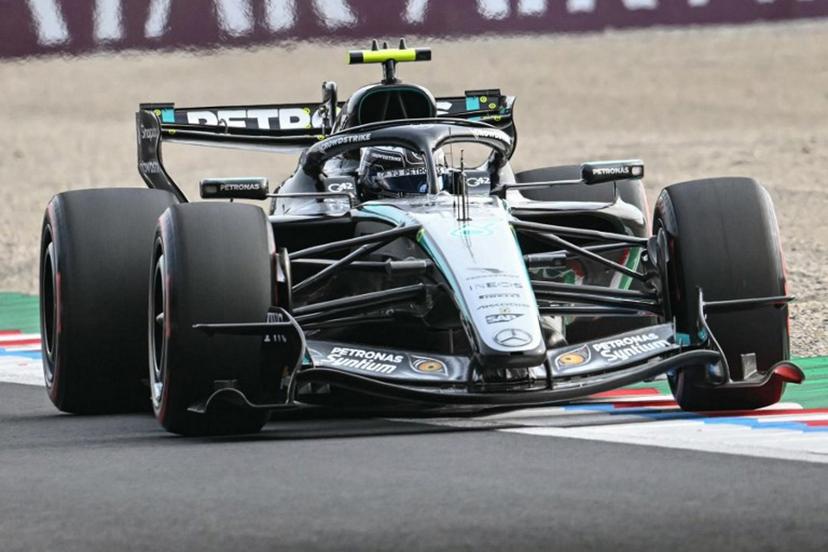 Mercedes' Italian driver Kimi Antonelli drives during the qualifying session ahead of the Formula One Japanese Grand Prix at the Suzuka circuit in Suzuka, Mie prefecture on March 28, 2026.  ANDREW CABALLERO-REYNOLDS / AFP