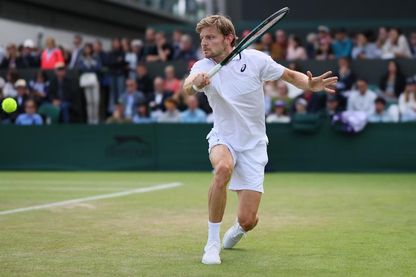 Belgian David Goffin pictured in action during a tennis match against Czech Machac, in the first round of the men's singles competition of the 2024 Wimbledon grand slam tournament at the All England Tennis Club, in south-west London, Britain, Wednesday 03 July 2024. BELGA PHOTO BENOIT DOPPAGNE