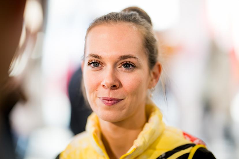Belgian speed skater Sandrine Tas talks to the press during the Milano Cortina 2026 Olympic Winter Games, on Thursday 05 February 2026 in Milan, Italy. The XXV Winter Olympics take place from 6 to 22 February 2026 in Italy. BELGA PHOTO JASPER JACOBS