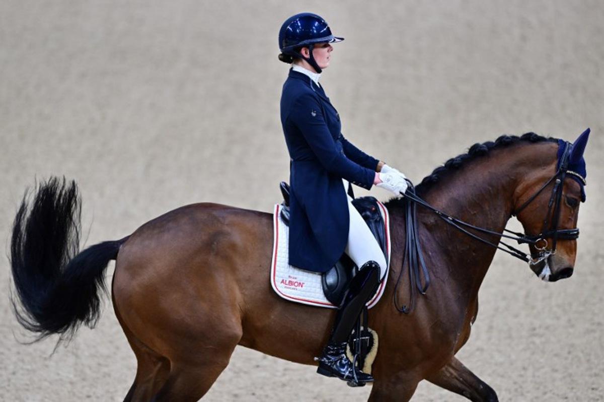 Belgium's Jorinde Verwimp is pictured with the horse Charmer during the FEI Dressage World Cup Grand Prix at the Gothenburg Horse Show at the Scandinavium Arena in Gothenburg, Sweden, on February 21, 2025.   Bjorn LARSSON ROSVALL / TT NEWS AGENCY / AFP