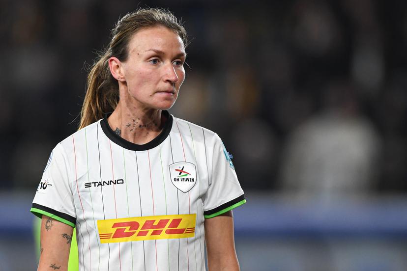 OHL Women's Sara Pusztai looks dejected during a soccer match between Oud-Heverlee Leuven Women and English Arsenal, Wednesday 17 December 2025 in Heverlee, game 6 (out of 6) in the league phase of the UEFA Women's Champions League competition. BELGA PHOTO JILL DELSAUX