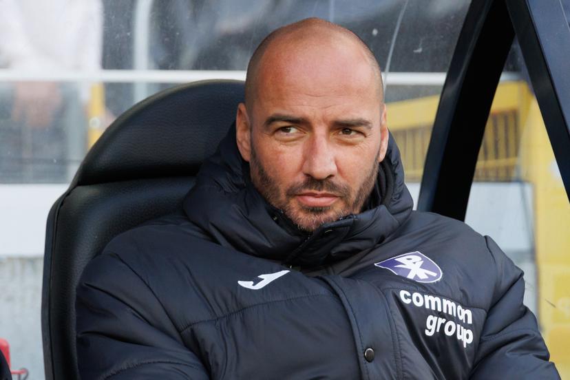 Patro Eisden's head coach Stijn Stijnen pictured during a soccer match between Cercle Brugge and Patro Eisden Maasmechelen, Friday 23 May 2025 in Brugge, the second leg of the Relegation Play-offs Finals of the 2024-2025 'Jupiler Pro League' Belgian championship. The winner of the meeting will qualify to play in the First Division. BELGA PHOTO KURT DESPLENTER