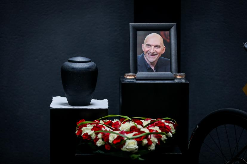 A picture taken during the funeral ceremony of former Belgian cyclist Ludo Dierckxsens (60), in Westerlo, on Saturday 07 June 2025. Dierckxsens died during the 1000km charity bike ride of 'Kom op tegen Kanker' on 29 May 2025. He was a professional cyclist between 1992 and 2005 and was best known for winning the 11th stage of the 1999 Tour de France. BELGA PHOTO POOL ANN ROGIER