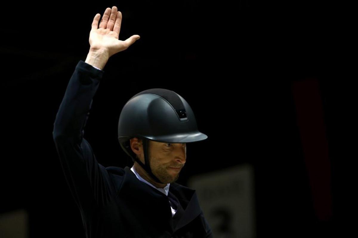 Belgian Pieter Devos riding Casual DV Z reacts during the FEI World Cup Jumping event at the Parc des Expositions in Bordeaux, south-western France, on February 8, 2025.    ROMAIN PERROCHEAU / AFP
