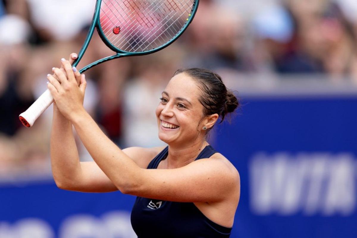 Italy's Elisabetta Cocciaretto celebrates after winning against Poland's Katarzyna Kawa during their women's singles final at the Nordea Open WTA tennis tournament in Bastad, Sweden on July 12, 2025.  Cocciaretto won the match 6-3 and 6-4. Bjorn LARSSON ROSVALL / TT News Agency / AFP