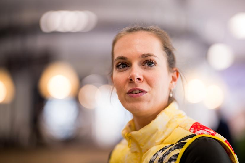 Belgian speed skater Sandrine Tas talks to the press during the Milano Cortina 2026 Olympic Winter Games, on Thursday 05 February 2026 in Milan, Italy. The XXV Winter Olympics take place from 6 to 22 February 2026 in Italy. BELGA PHOTO JASPER JACOBS