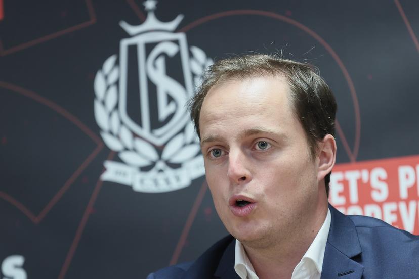 Standard's CEO Pierre Locht pictured during a press conference on the 'Circus Cup' exhibition soccer game, Monday 27 May 2024 in Liege. Two teams made up of international football legends will face each other in the Circus Cup, a gala match for charity which will take place in Liege on June 2. BELGA PHOTO BRUNO FAHY