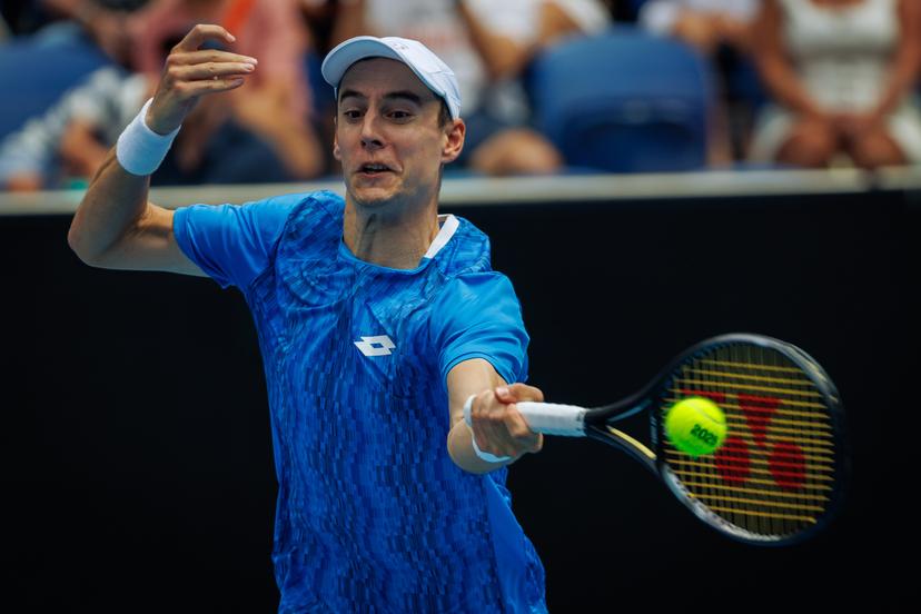 Belgian Joran Vliegen pictured during a doubles tennis match between Belgian-Australian pair Vliegen-Ebden and American pair Krajicek-Ram, in the first round of the men's doubles at the 'Australian Open' Grand Slam tennis tournament, Friday 17 January 2025 in Melbourne Park, Melbourne, Australia. The 2025 edition of the Australian Grand Slam takes place from January 12th to January 26th. BELGA PHOTO PATRICK HAMILTON BELGIUM ONLY