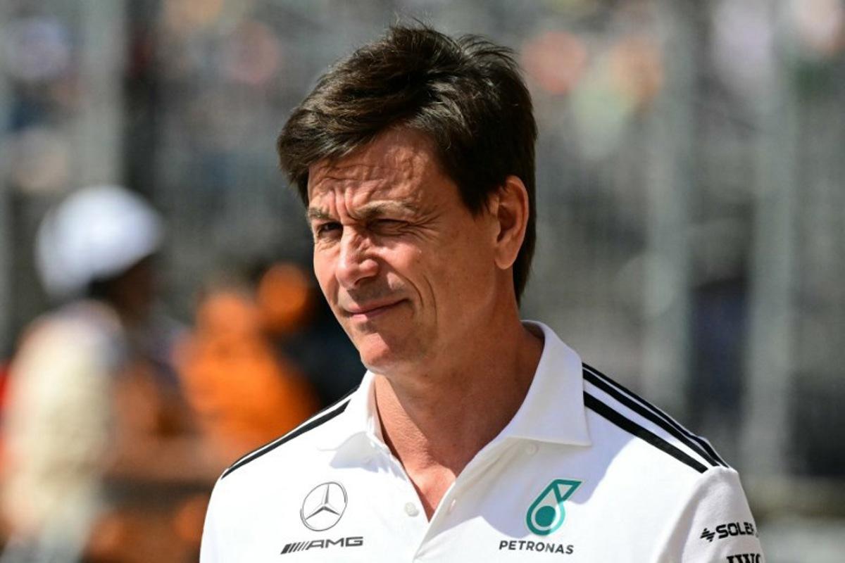 Mercedes' Austrian team principal and CEO Toto Wolff walks near pit lane during the practice session for the United States Formula One Grand Prix at the Circuit of the Americas in Austin, Texas, on October 17, 2025.  Jim WATSON / AFP