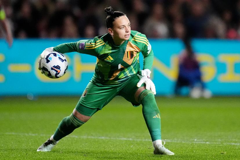 Belgium goalkeeper Nicky Evrard during the UEFA Women's Nations League, League A, Group A3 match at Ashton Gate, Bristol. Picture date: Friday April 4, 2025.