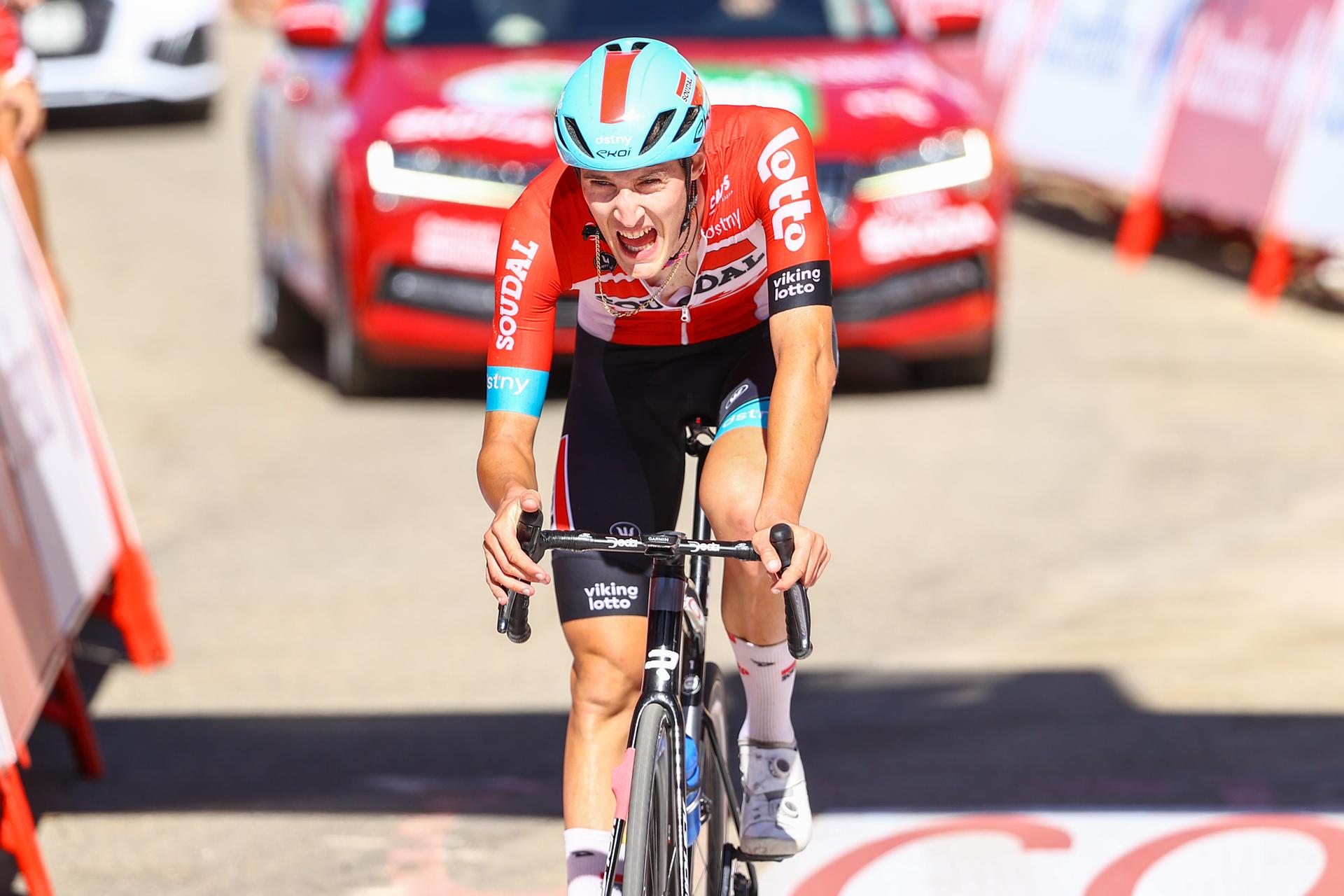 Italian Filippo Conca of Lotto Soudal pictured in action during stage 14 of the 2022 edition of the 'Vuelta a Espana', Tour of Spain cycling race, from Montoro to Sierra de La Pandera (160,3 km), Spain, Saturday 03 September 2022. BELGA PHOTO DAVID PINTENS