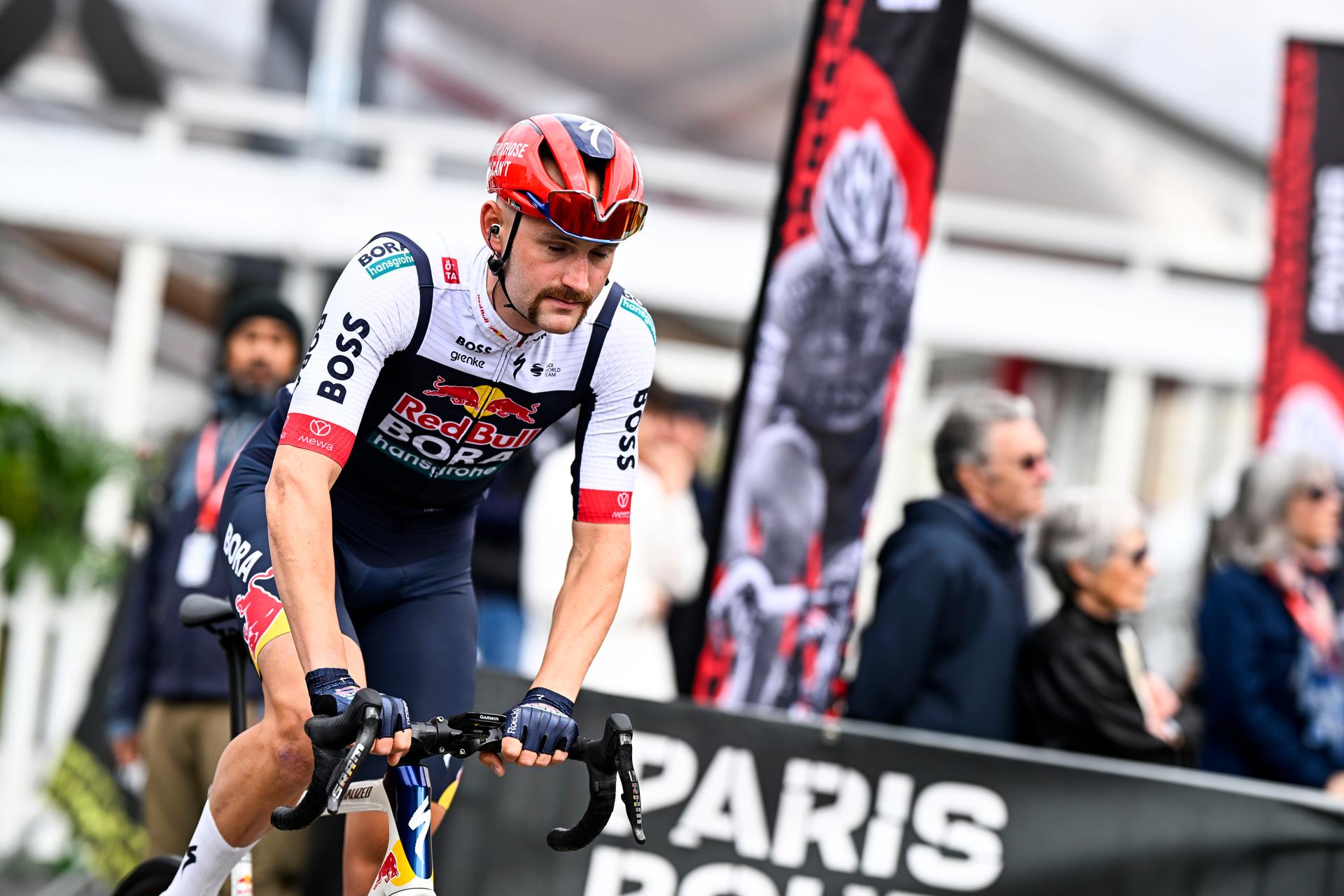 Belgian Jordi Meeus of RedBull-BORA-hansgrohe pictured at the start of the men elite race of the 'Paris-Roubaix' one day cycling race, 259,2 km from Compiegne to Roubaix, France, on Sunday 13 April 2025. BELGA PHOTO JASPER JACOBS