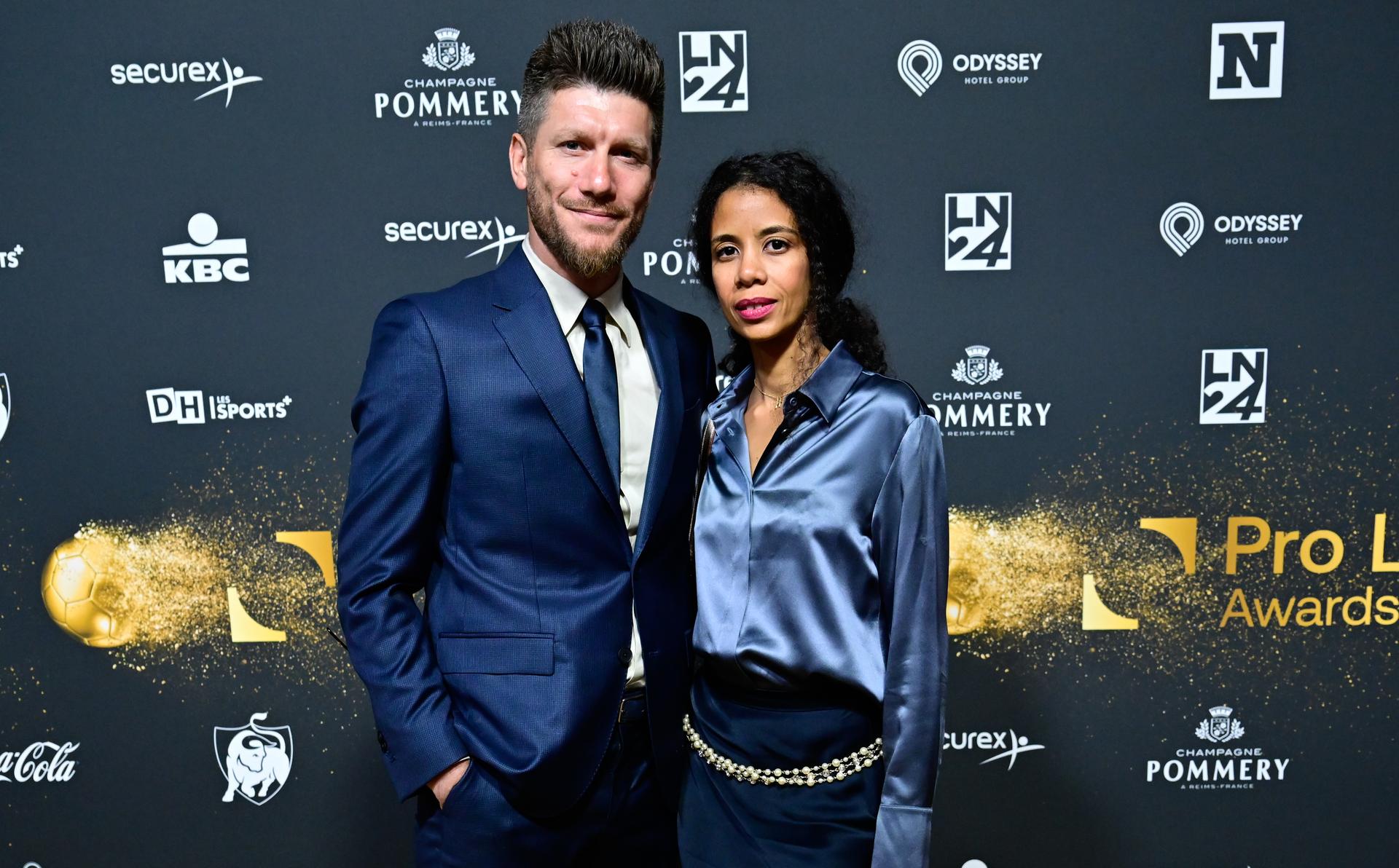 Union's head coach Sebastien Pocognoli and his partner pictured during the Pro League Awards 2025, for the best players in the 1st and 2nd divisions of the 2024_2025 Belgian soccer championships, Monday 26 May 2025 in Antwerp. BELGA PHOTO DIRK WAEM