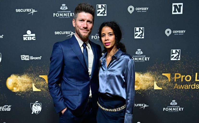 Union's head coach Sebastien Pocognoli and his partner pictured during the Pro League Awards 2025, for the best players in the 1st and 2nd divisions of the 2024_2025 Belgian soccer championships, Monday 26 May 2025 in Antwerp. BELGA PHOTO DIRK WAEM