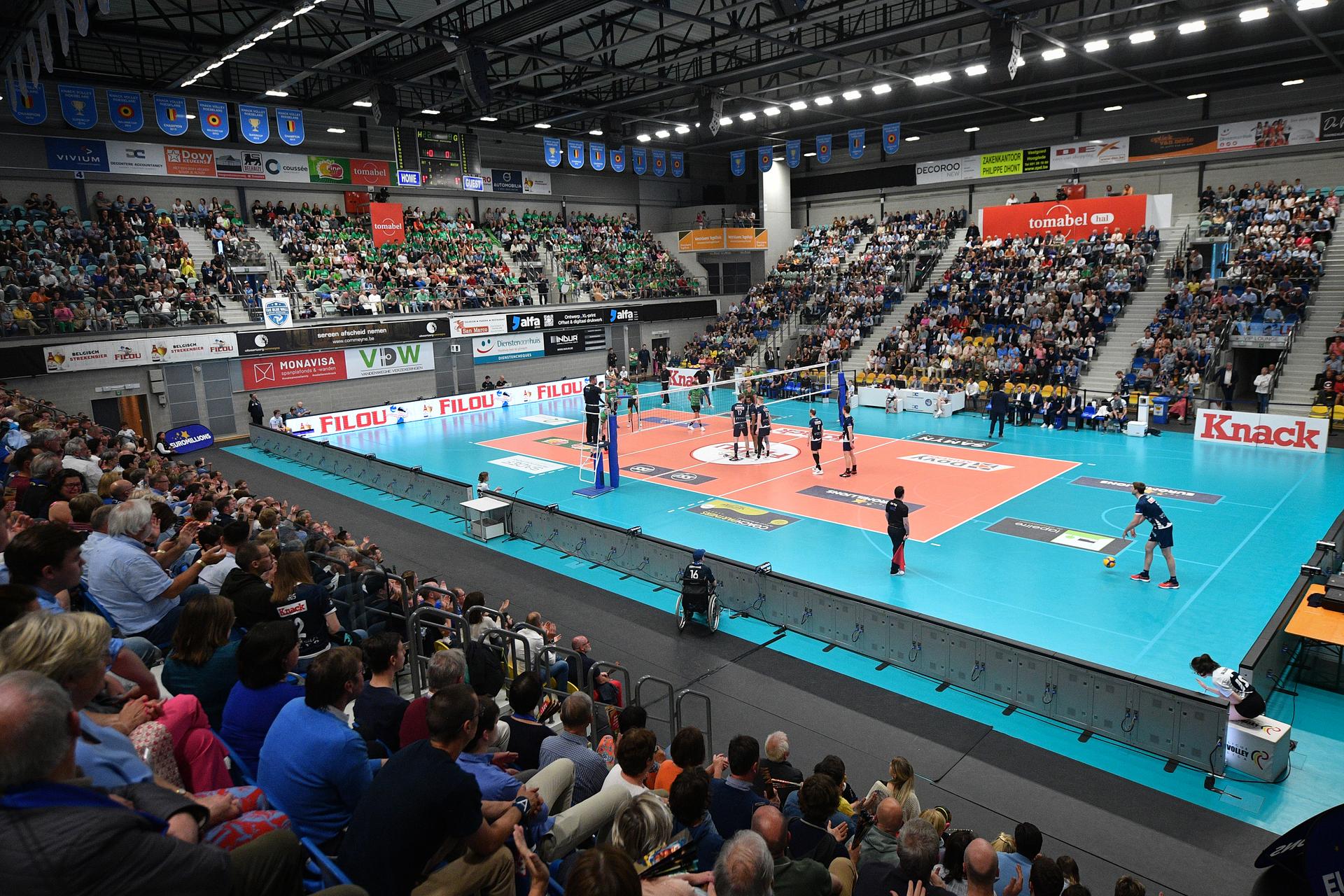 Illustration picture taken during a volleyball match between Knack Roeselare and Decospan Menen, the third match of the best-of-five finals in the Play Offs of the Belgian volleyball competition, Saturday 07 May 2022 in Roeselare. BELGA PHOTO DAVID STOCKMAN