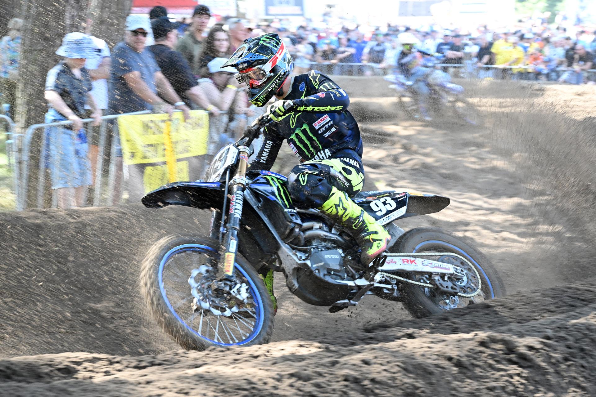 Belgian Jago Geerts is pictured in action during the sixth stage (6 of 10) of the the Belgian Championships motocross, at Keiheuvel, in Balen, Thursday 15 August 2024. BELGA PHOTO MAARTEN STRAETEMANS