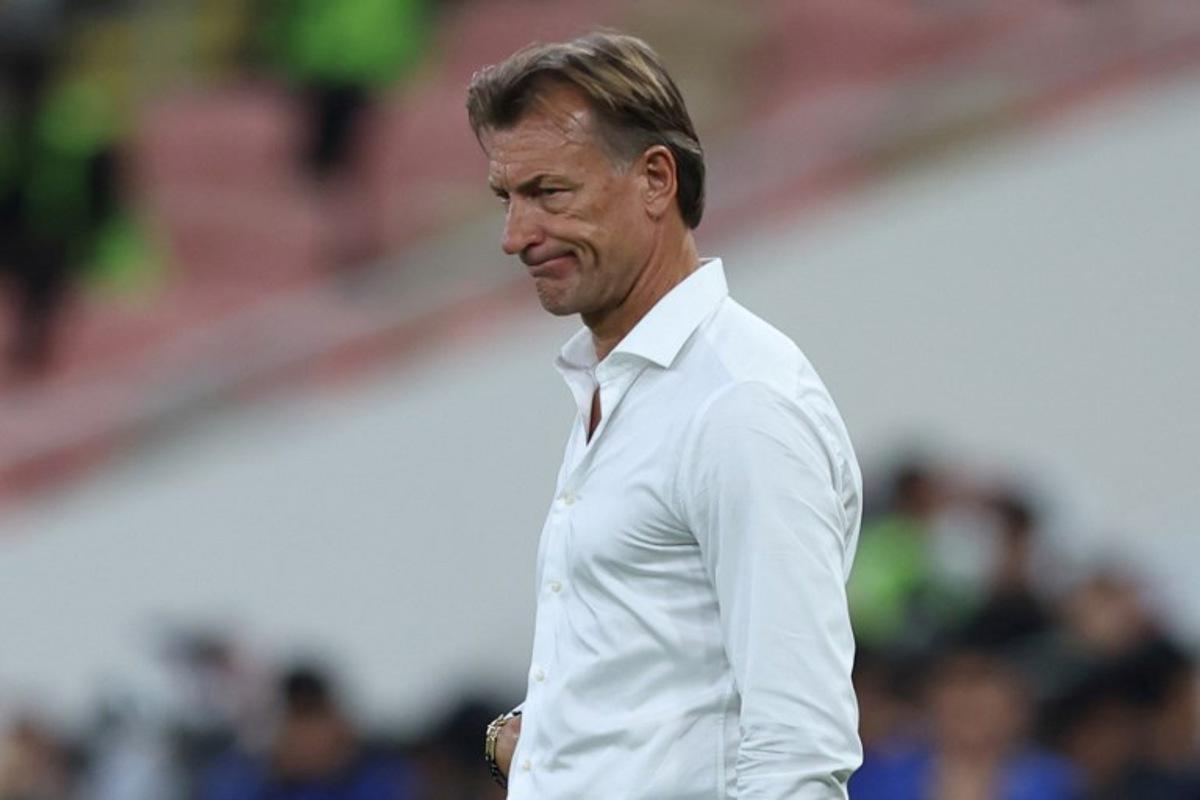 Saudi Arabia's French coach Herve Renard reacts during the FIFA World Cup 2026 Asia zone qualifiers group C football match between Saudi Arabia and Australia at the King Abdullah Sport City in Jeddah on June 10, 2025.  Abdel Ghani BASHIR / AFP